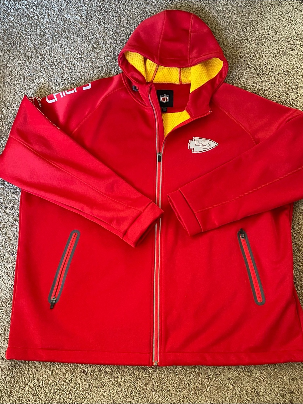 NFL Kansas City Chiefs Full Zip Hoodie Men’s Size 4X Red Yellow